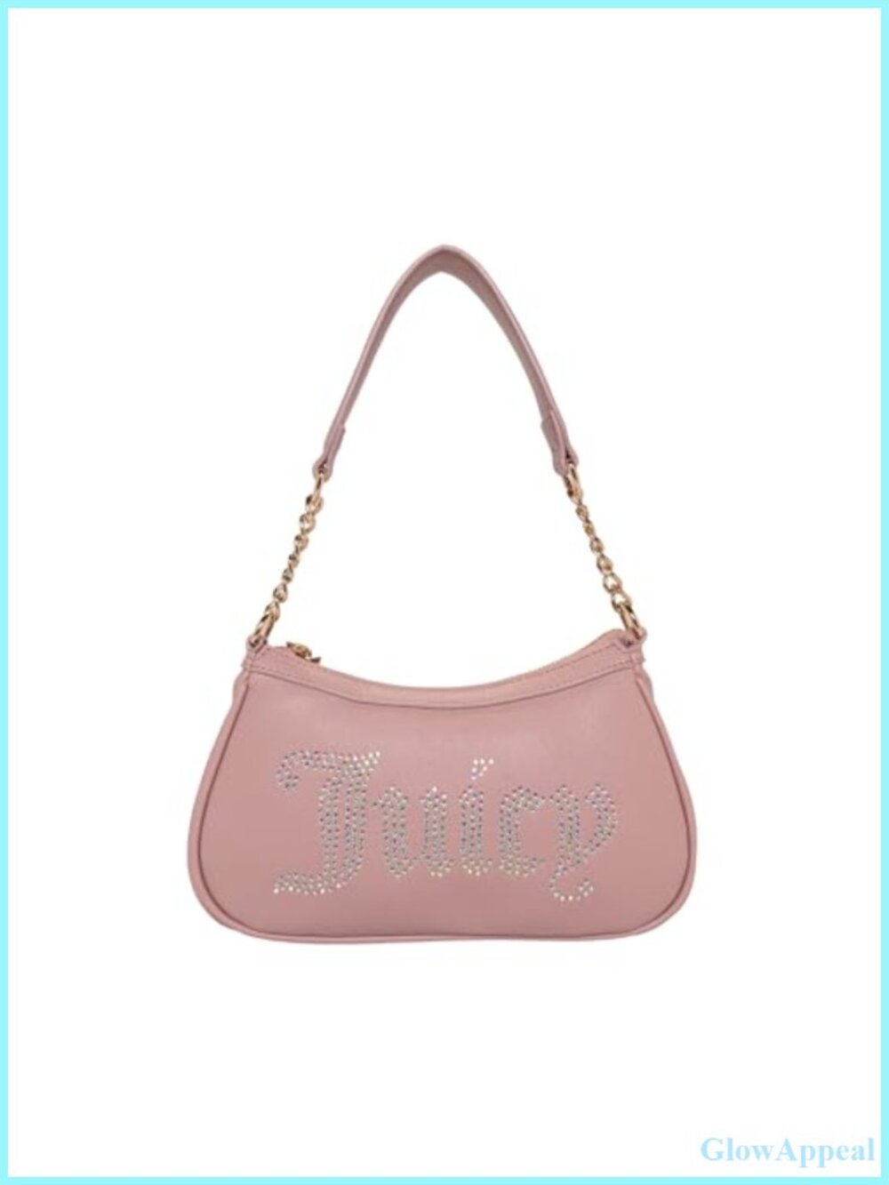 Vinyl Hobo Shoulder Bag Chain Embellished Strap Zipper Purse